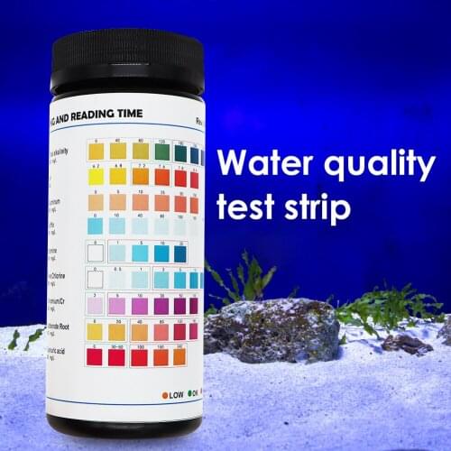 50pcs Aquarium Fish Pond Pool Water Value Tester PET Drinking Water Test Strips PH Bromine Nitrate Water Quality Test Strip