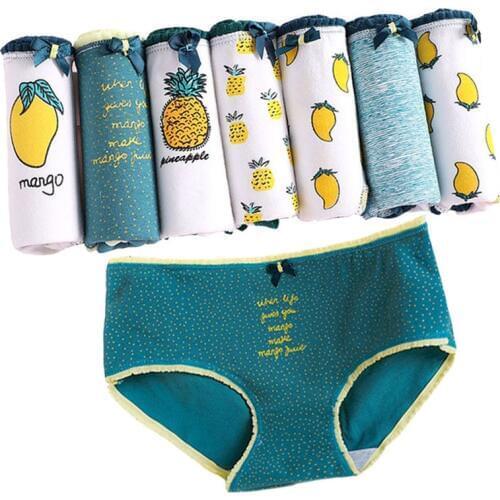 Underwear Women Cotton Panties Ladies Sexy Briefs Mango Fruit Printed Panty Underpant For Women Calcinhas Girls 7 pcs/lot Shorts