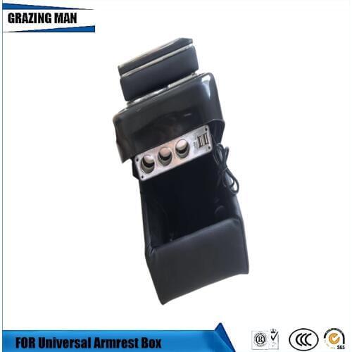 Universal Armrest Box with USB holes and light Peach wood leather Storage box for bussiniess car Sienna Noah estima