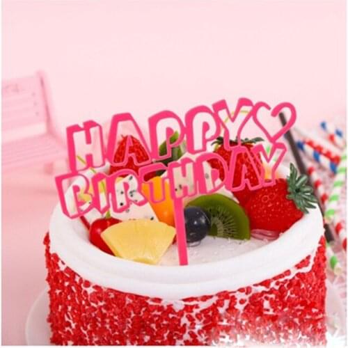 Gold Acrylic Happy Birthday Cake Topper Golden Hollow Letters Cake Topper for Kid Birthday Party Baking Cake Decoration Supplies