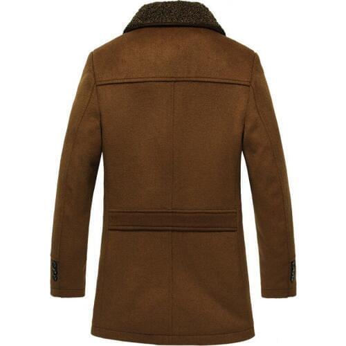 Vintage Mens Winter Wool Coat Lapel Fur Collar Casual Business Man Sobretudo Single Breasted Trench Woolen Long Jacket Size 4XL