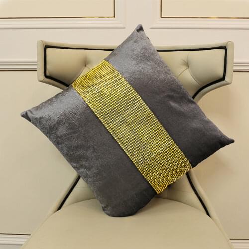 Cushion Cover Pillow Case high quality Gold Rhinestones luxurious faux silk Flannel Diamond Pillow Case for Home table decor