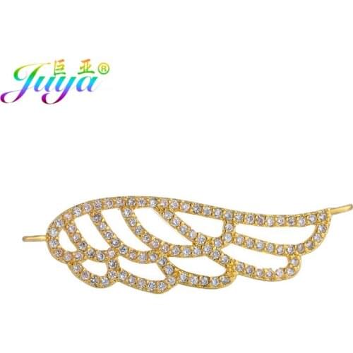 Juya DIY Jewelry Charms Accessories Supplies 2 Loops Angel Wings Connectors For Handmade Bracelets Earrings Making Components