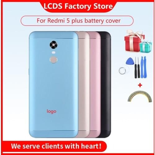 For Xiaomi Redmi 5 Plus Spare Parts Back Battery Cover Door Housing + Side Buttons + Camera Flash Lens Replacement