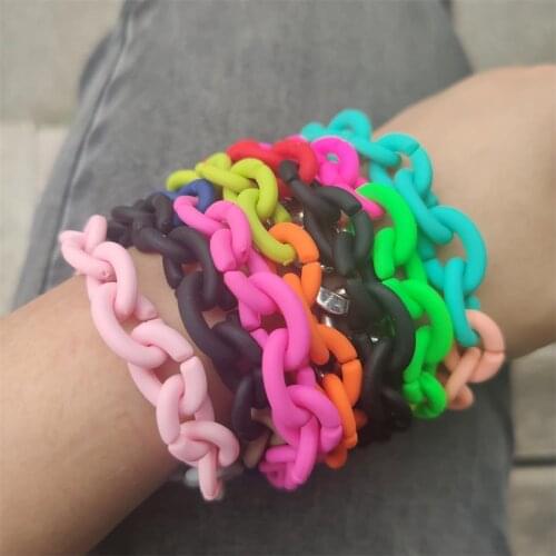 Summer Beach Shining Bracelets For Women Rainbow Color Rubber Plated Acrylic Bracelet&Bangle Jewelry Boho Style Jewelry