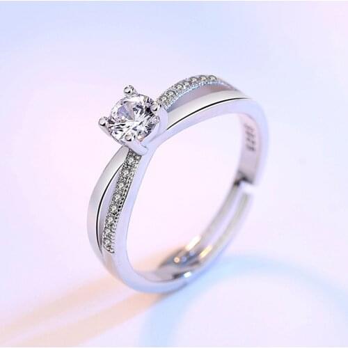 925 Sterling Silver New Jewelry High Quality Fashion Woman Open Ring Retro Size Adjustable Cubic Zirconia Silver Ring