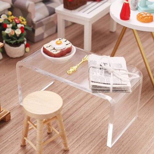 1:12 Doll House Transparency Table Living Room Leisure Table Mini Model Scene Diy Life Scene