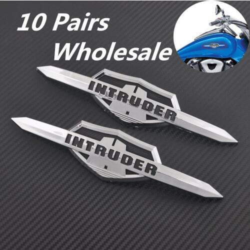 10 Pairs Wholesale Chromed Fuel Tank Nameplate Medallion Decal Sticker For Suzuki Intruder Models