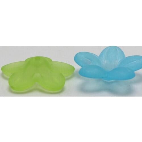 100 Mixed Color Frost Acrylic Star Flower Bead Cap 21mm Cones With Center Hole