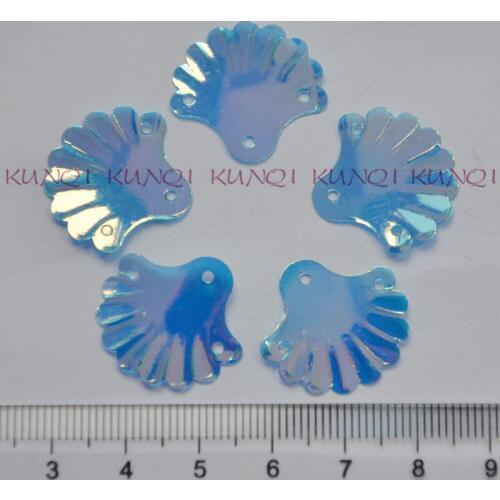 300Pcs/500pcs/lot 21mm Fan Shape Transparent Blue Loose Sequins Beautiful Crafts for Sewing/Webbing Diy Accessory Kids DIY