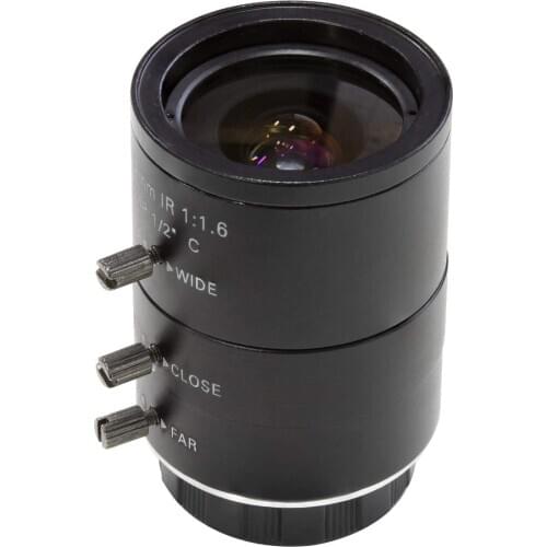 4-12mm Varifocal C-Mount Lens for Raspberry Pi HQ Camera, with C-CS Adapter