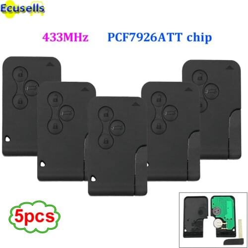 5PCS/LOT Smart card Remote key fob 3 button 434MHZ 7926ATT chip for Renault Megane Scenic 2003-2008