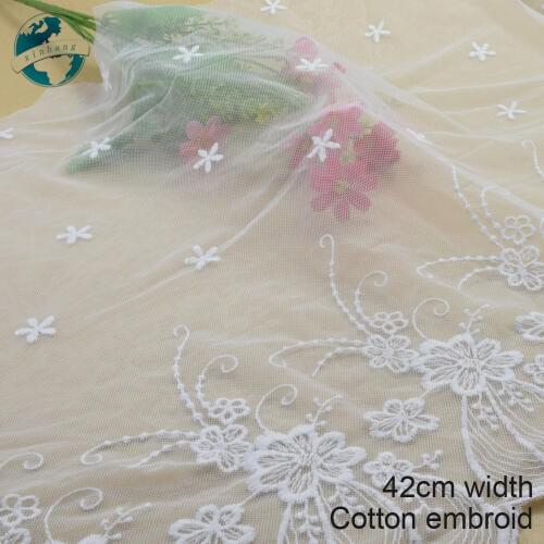 5yards 45cm white cotton embroidery lace french lace ribbon fabric guipure diy trims warp knitting dolls sewing Accessories#3400