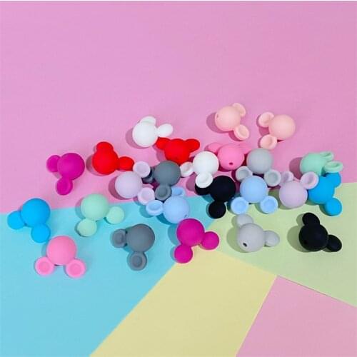 50/100pcs Mickey Silicone Beads Baby Teether Toy Soft Chew Teething BPA Free DIY Charm Necklace Food Grade Jewelry