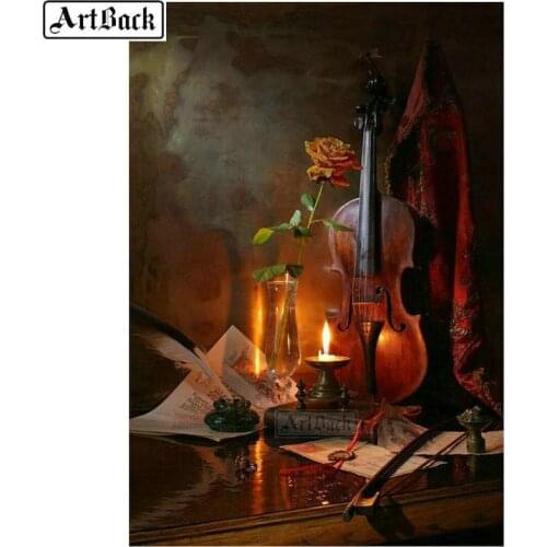 5d diamond painting full square violin rose pattern sticker diamond art mosaic resin 3d round drill canvas embroidery scenery