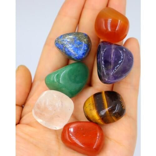 7 Pieces/Box Big Size Natural Chakra Tumbled Stone Gemstone Rock Mineral Crystal Polish Healing Meditation For Feng Shui Decor