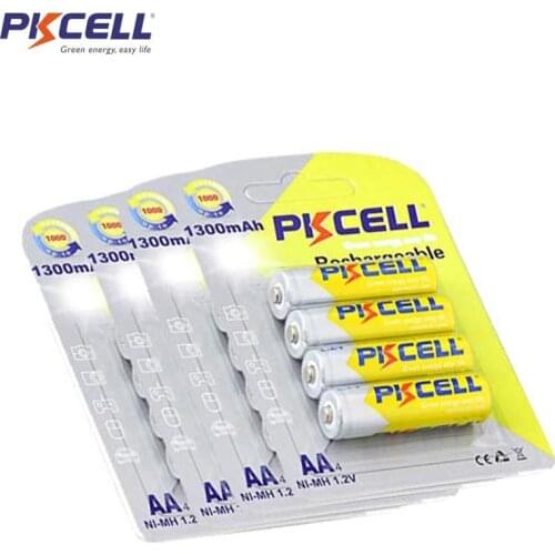 16Pcs PKCELL AA 1.2V NIMH Rechargeable Battery aa 1300mah 1.2Volt nimh Batteries For DVD MP3 Digital Camera