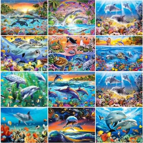 EverShine Diamond Painting 5D DIY Animal Diamond Embroidery Full Square Dolphin Mosaic Cross Stitch Art Kit Handmade Hobby