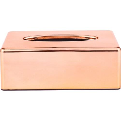 Paper Rack Elegant Royal Rose Gold Car Home Rectangle Shaped Tissue Box Container Napkin Tissue Holder