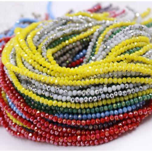 390PCS/LOT Czech Glass Rondelle Beads 4mm Faceted Round Beaded For DIY Making Crystal Charms Jewelry Needlework Accessories