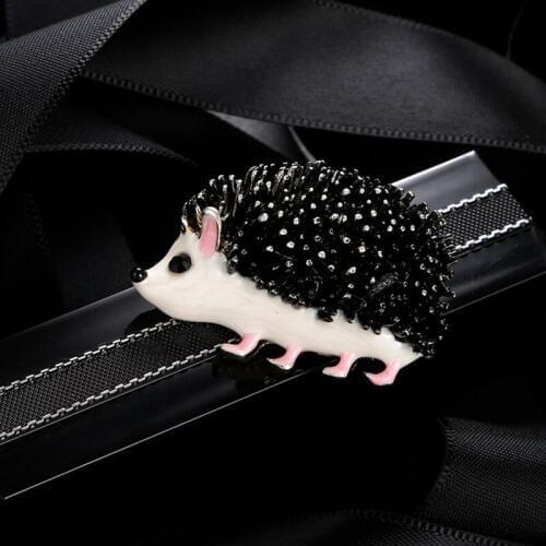 Black Enamel Hedgehog Brooches For Women Lovely Animal Fashion Jewelry Pins Gift 2019