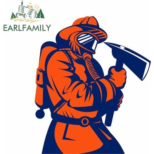 EARLFAMILY 13cm x 10.9cm For Fireman Car Stickers Auto Air Conditioner Decal Vinyl Material Waterproof Suitable for VAN RV