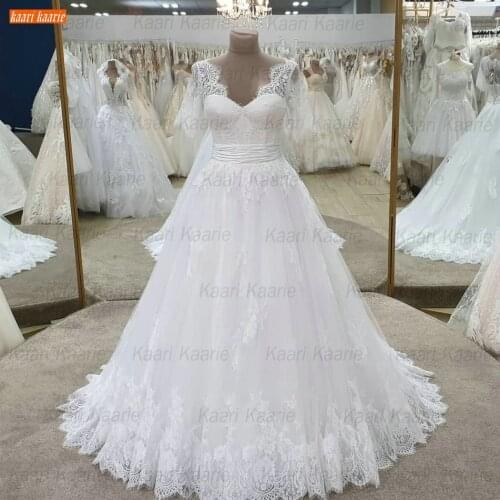 Elegant Lace Wedding Dresses 2021 White Boho robe de mariée Appliqued Ball Gown Bride Dress Actual Images vestido de casamento