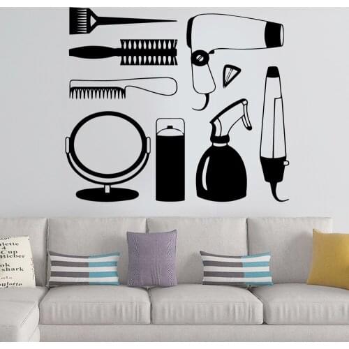 Hot Sale Hair salon Vinyl Decal Wallpaper For Barber Room Wall Stickers Haircut Decorative Vinyl Sticker Hairstyle Art Mural