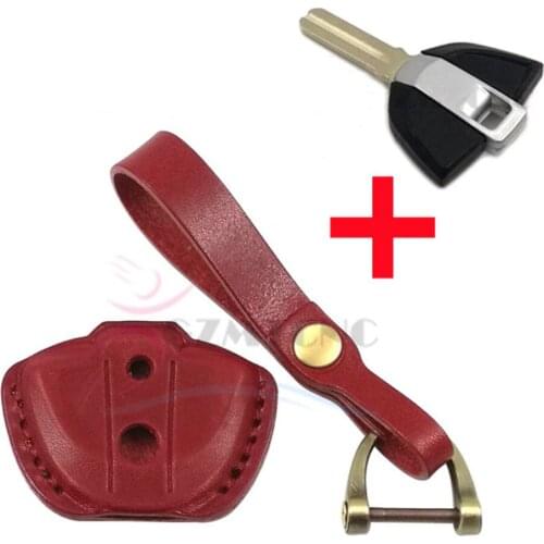 Uncut Blank Keys+Genuine Leather Keychain Cover For BMW F650GS F800GS S1000RR F650 F800 R1200 R1150 R ST GS RT ST K1200R K1300GT