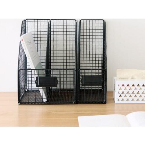 Bookend wrought iron file bar desktop file rack office data rack file folder storage box