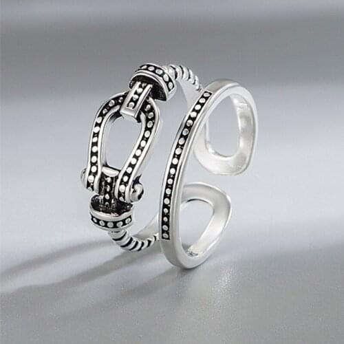 Yungqi Hip Hop Trendy U type Horseshoe Ring Metal Opening Ring for Women Female Party Geometric Irregular Jewelry Gift anillos