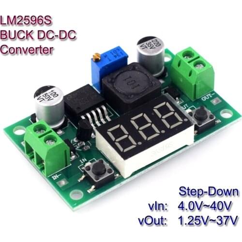 LM2596S DC-DC Buck Converter Step-Down Power Supply Module LM2596 Adjustable DC1.25V-35V Voltage Regulators Voltmeter Display