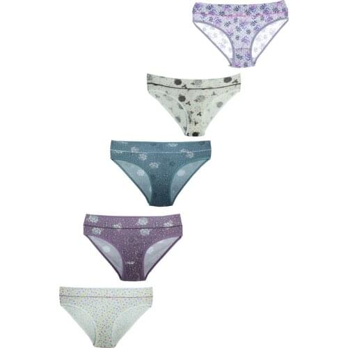 LUXXA 5 Lİ ECONOMIC COLORFUL PATTERN PRINTED WOMEN UNDERWEAR THE LINEN kit