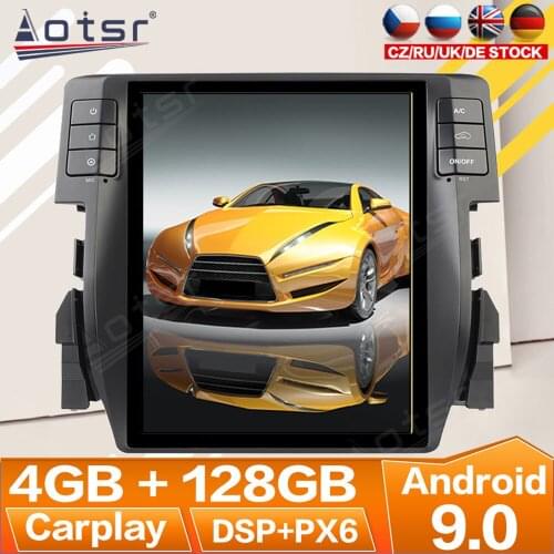 4+128G For Honda Civic 2016 2017 2018 2019 Android Radio Multimedia Car Cassette Recorder Stereo Player Tesla GPS Navi Head Unit