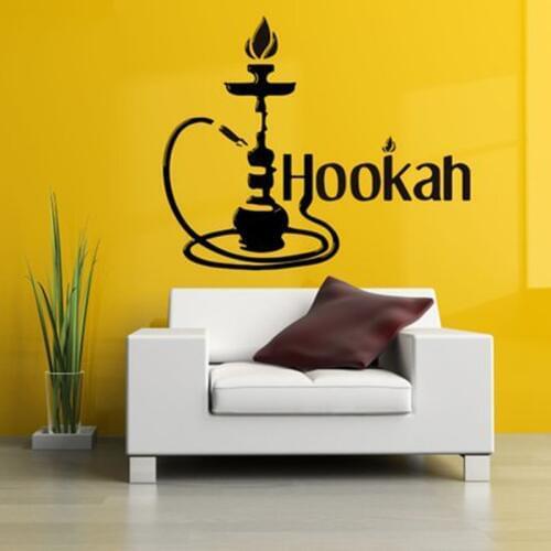 Hookah Wall Sticker Arabic Shisha Cigarette Vapor Tobacco Smoke Wall Window Glass Decal Vinyl Decor Wall Art Easy Removable L950