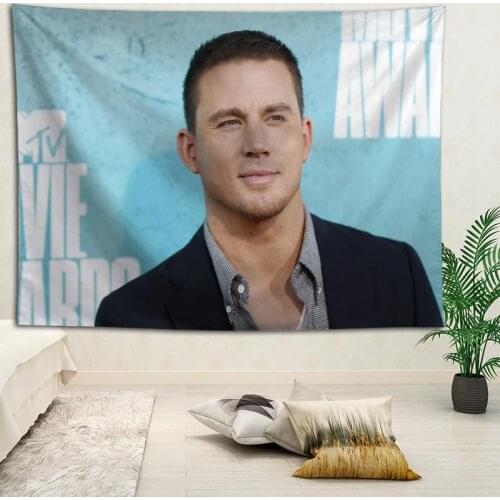Channing Tatum wall decor tapestry layout room painting background wall decoration bedcloth tapestries custom logo