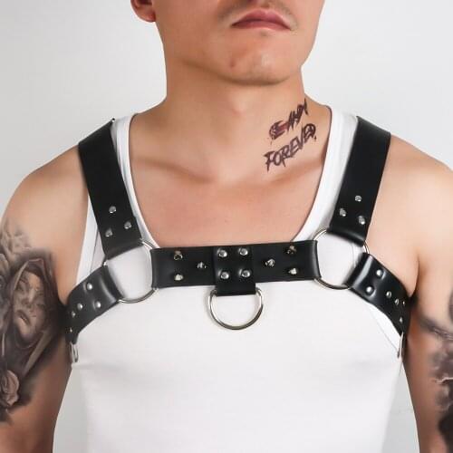 2021 New Exotic Tank Adjustable Fetish Punk Gay Clothes For Bondage Harness Men Straps Leather Sexual Rave Costumes For Sissy