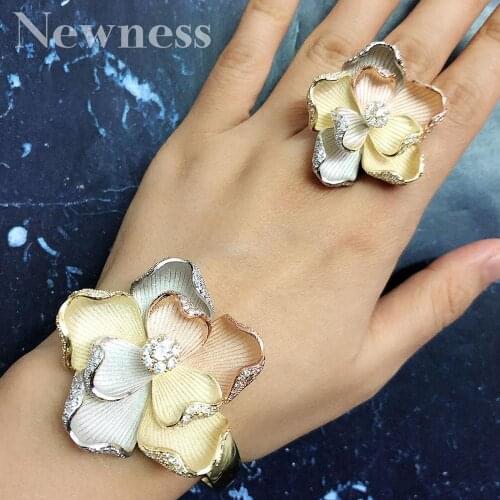 Newness Luxury DUBAI Cubic ZirconiaBangle Ring Set Fashion Jewelry Sets For Women African Beads Jewelry Sets