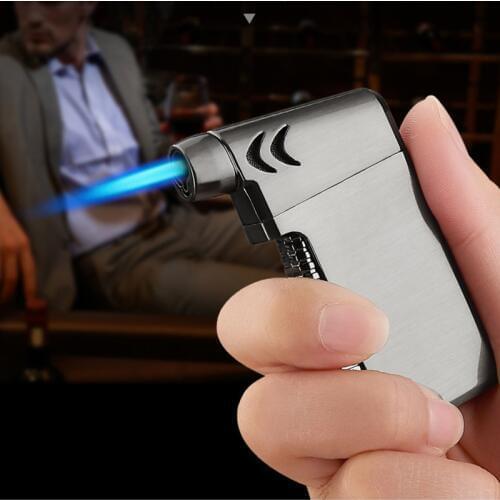New Spray Gun Torch Jet Lighter Metal Ultra Thin Turbo Butane Gas Elbow Pipe Lighter Inflated Windproof Cigarette Cigar Lighter