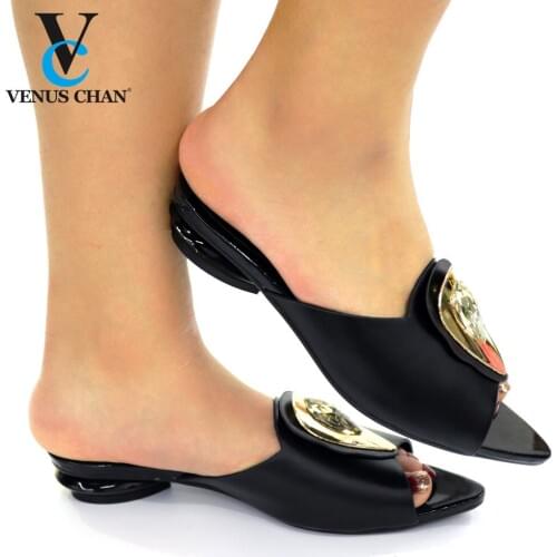 New Arrival Wedding Shoes for Women Italian Low Heels Autumn Slipper for Wedding African Special Materials 2CM Open Toe Pumps