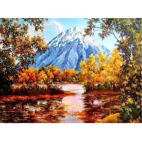 Scenery diamond mosaic mountain embroidery painting rhinestone wall stickers decoration diamond drawing art needlework handcraft