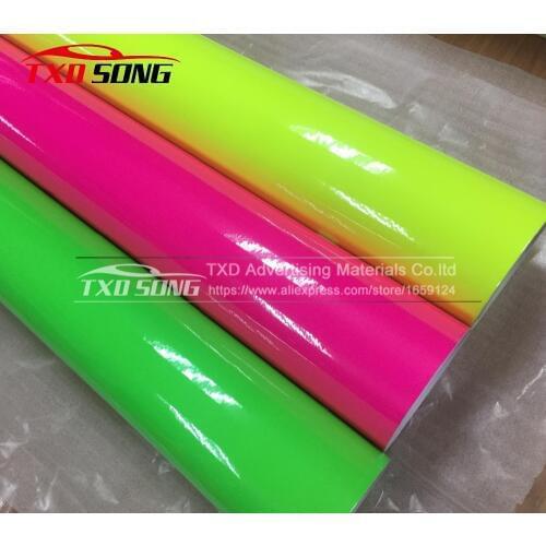 50cm*152cm/Lot Fluorescent Color Vinyl Film Self Adhesive Car Wrapping Sticker With 3 Colors For Choice Fluorescent Vinyl Film