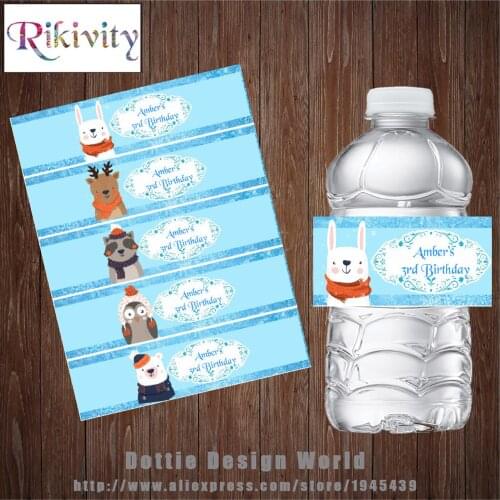 Rikivity Jungle Forest Animal Water Bottle Wine Champagne Labels Candy Bar Wrapper Custom Baby Shower Birthday Party Decoration