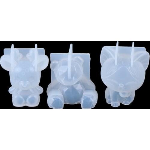 3D silicone mold diy geometry stereo bear deer cat tiger orangutan mold animal mold decoration ornament mold cake tool