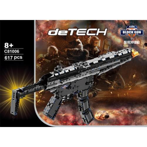 Modern military weapons building block rubber band MP5 Submachine gun model assemblage bricks toys collection for boys gifts