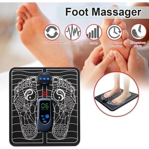 EMS Foot Massage Pulse Acupuncture Massage Pad Stickers Foot Massager Usb Rechargeable Beauty Leg Instrument 15-Level Intensity