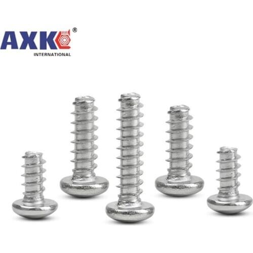 20/100X M1.2 M1.4 M1.6 M2 M2.6 M3 M3.5 M4M5 304 Stainless Steel Cross Recess Phillips Pan Round Head Flat End Self Tapping Screw