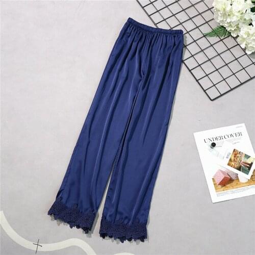 2019 New Style Womens Long pants Spring Summer Casual Silky Home Wear Sleep Pyjama Bath Trousers M-XL