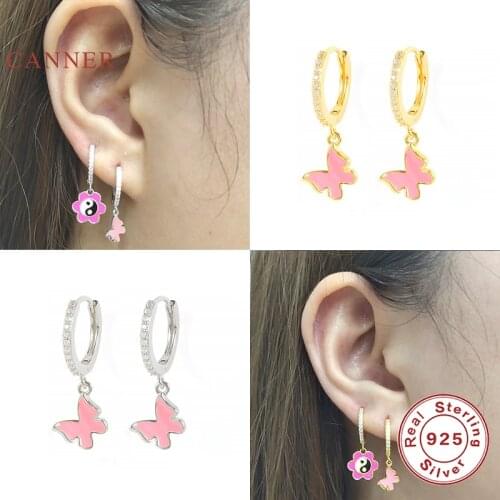 CANNER 925 Sterling Silver Earrings For Women Color Butterfly Earrings Dangle Ear Piercing Pendientes Mom Gift 2021 Trend