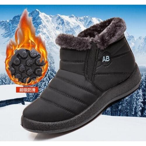 Winter Women Snow Boots Mid-Calf Ankle Boots Women Slip on Waterproof Rubber Boots Warm Fur Plush Ankle Boots for Women